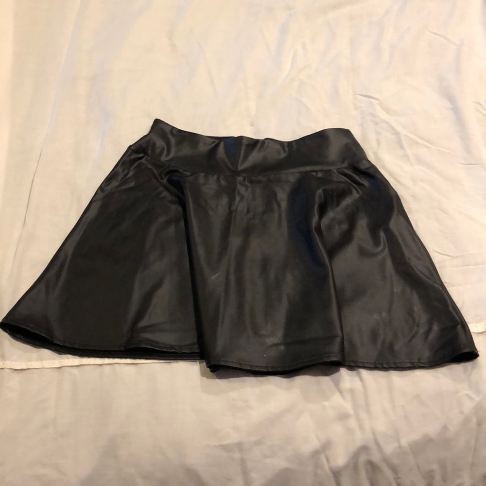 Faux Leather Skater Skirt